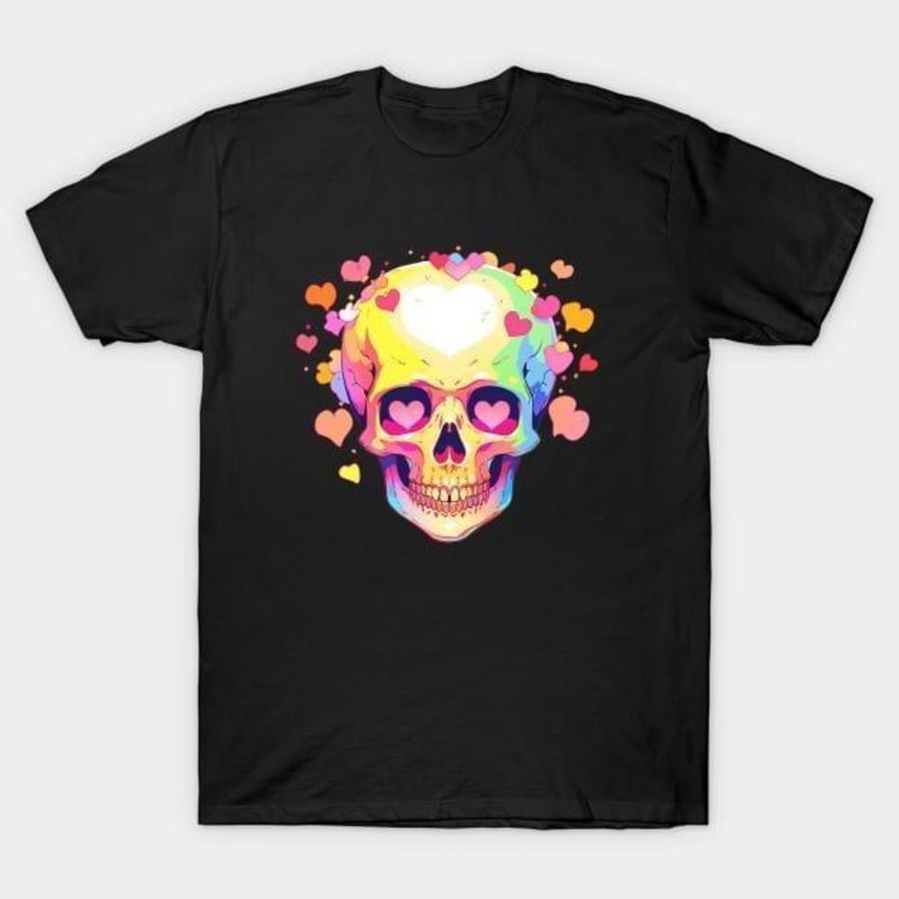 Skull Hearts Colorful Valentine 2024 Tshirt